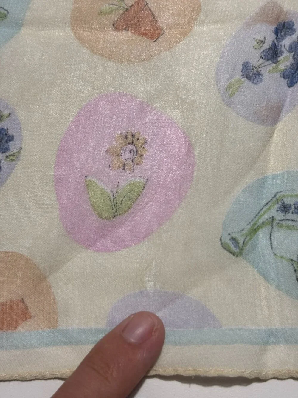 Bill Blass Cream & Multi Color Pastels Vintage Silk Square Scarf